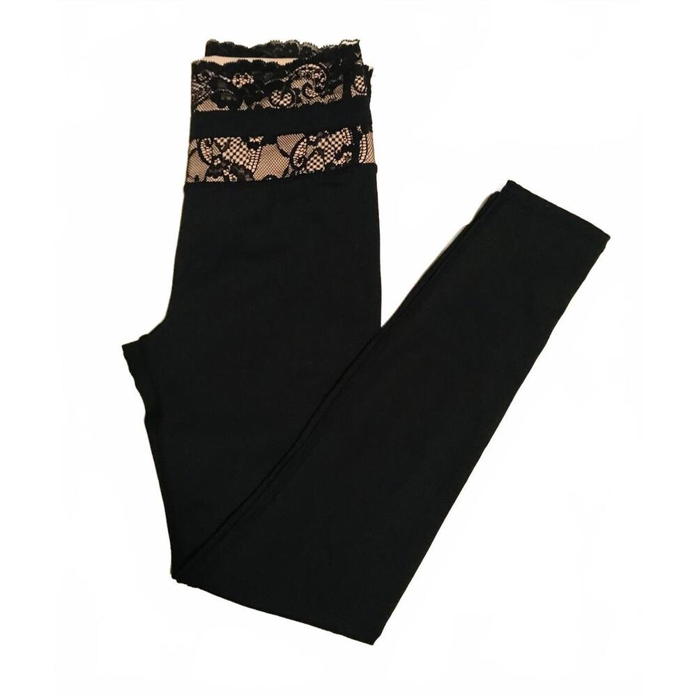 NWOT Fabletics Black Lace top, full length leggings XS/S